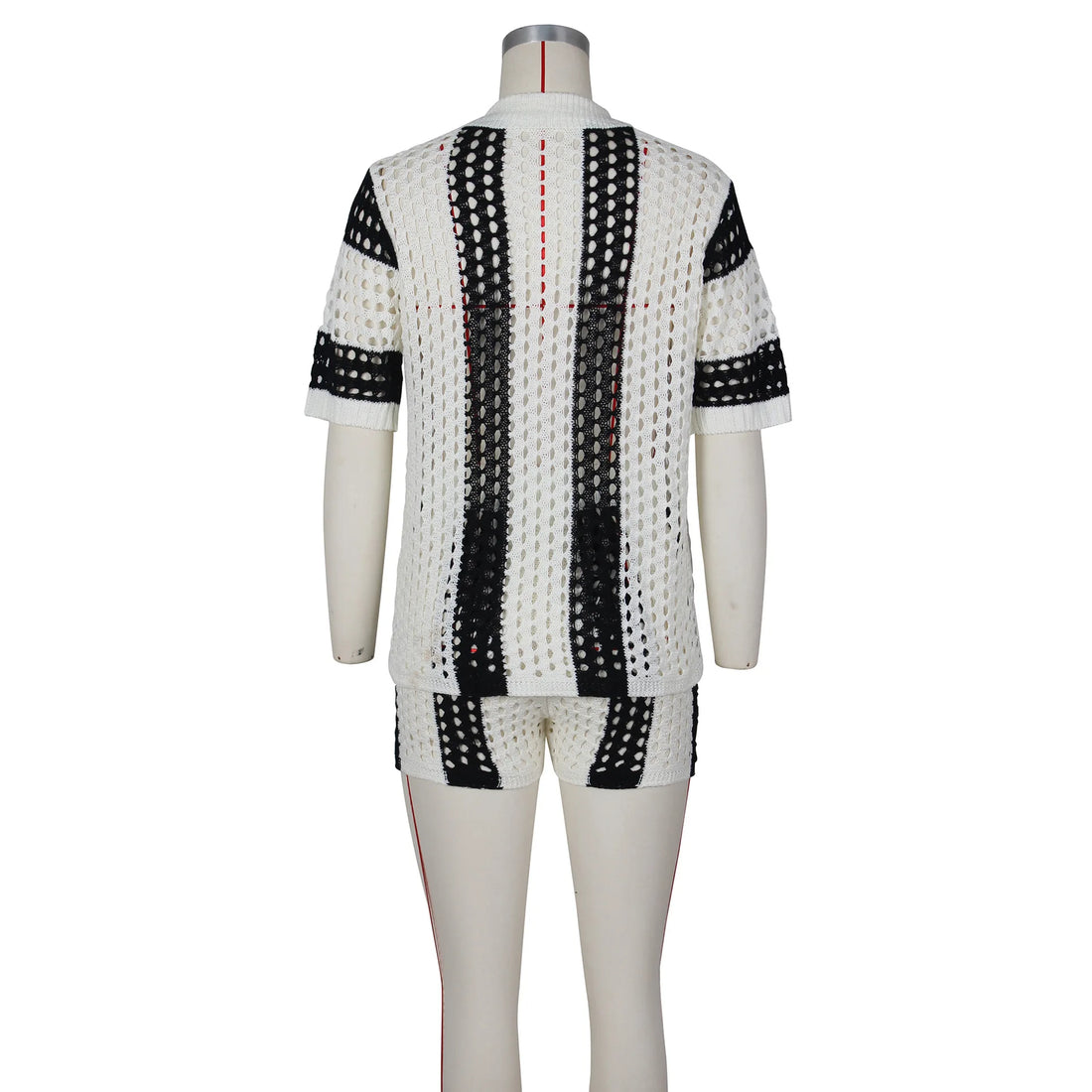 Striped Hollow Out Two-Piece Set - Festigal