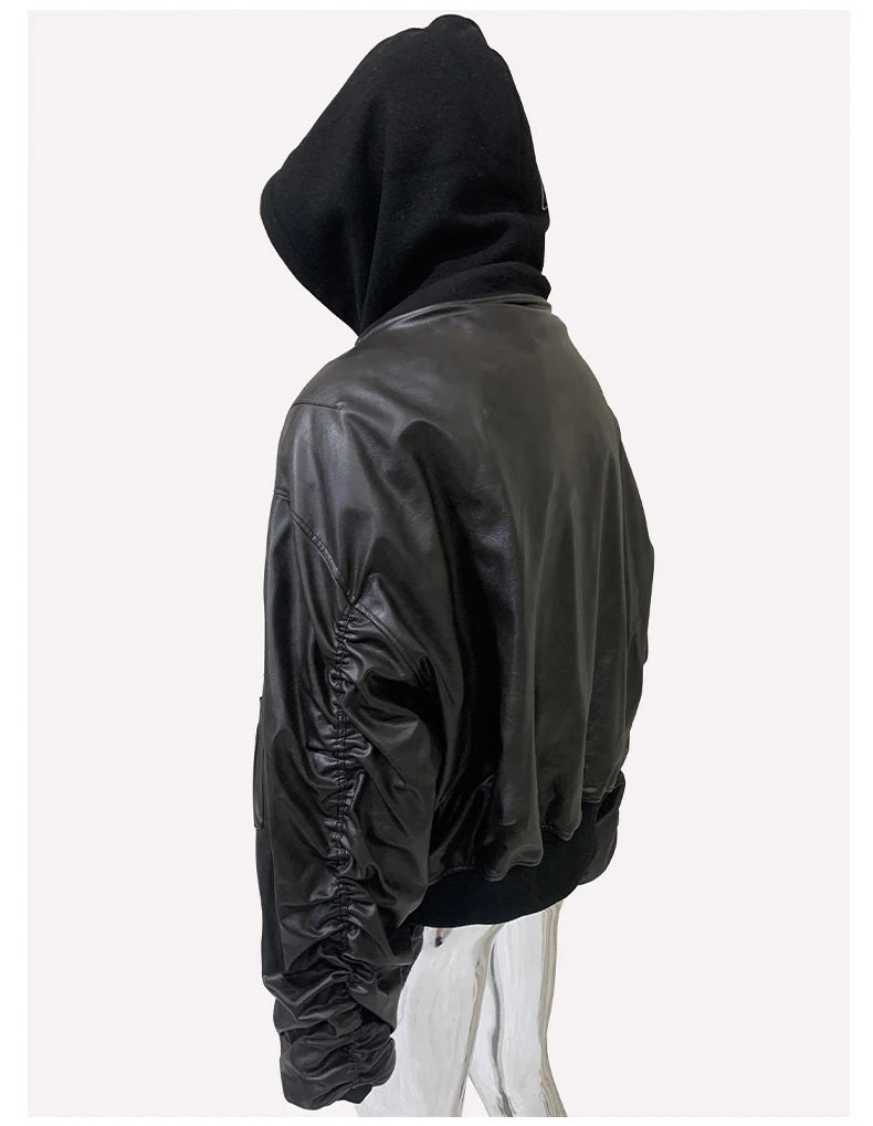 Men's Suede Hoodie Bomber Jacket - Festigal