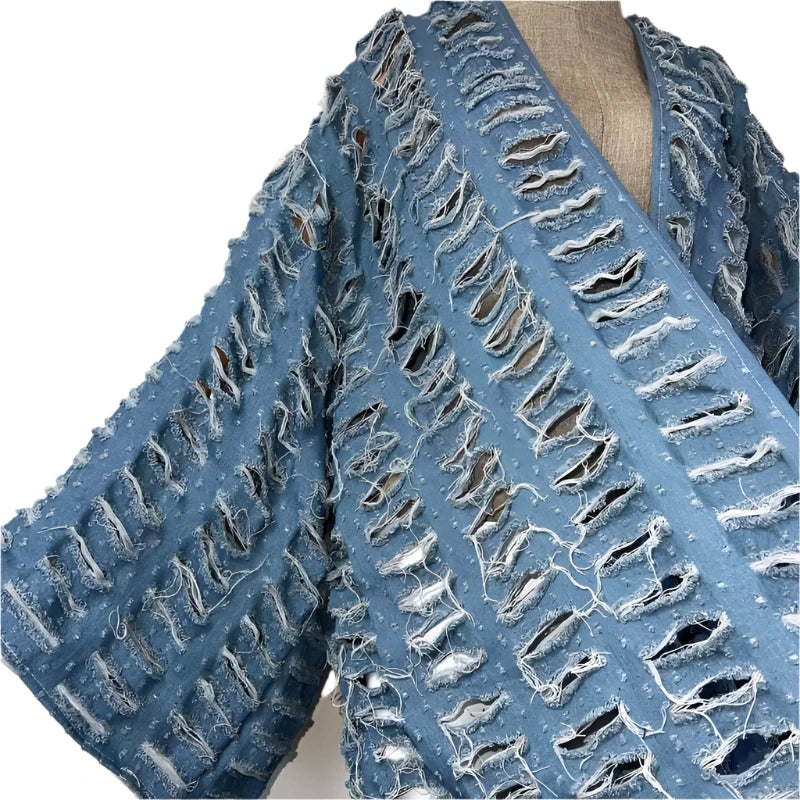 Blue Distressed Long Maxi Cardigan - Festigal