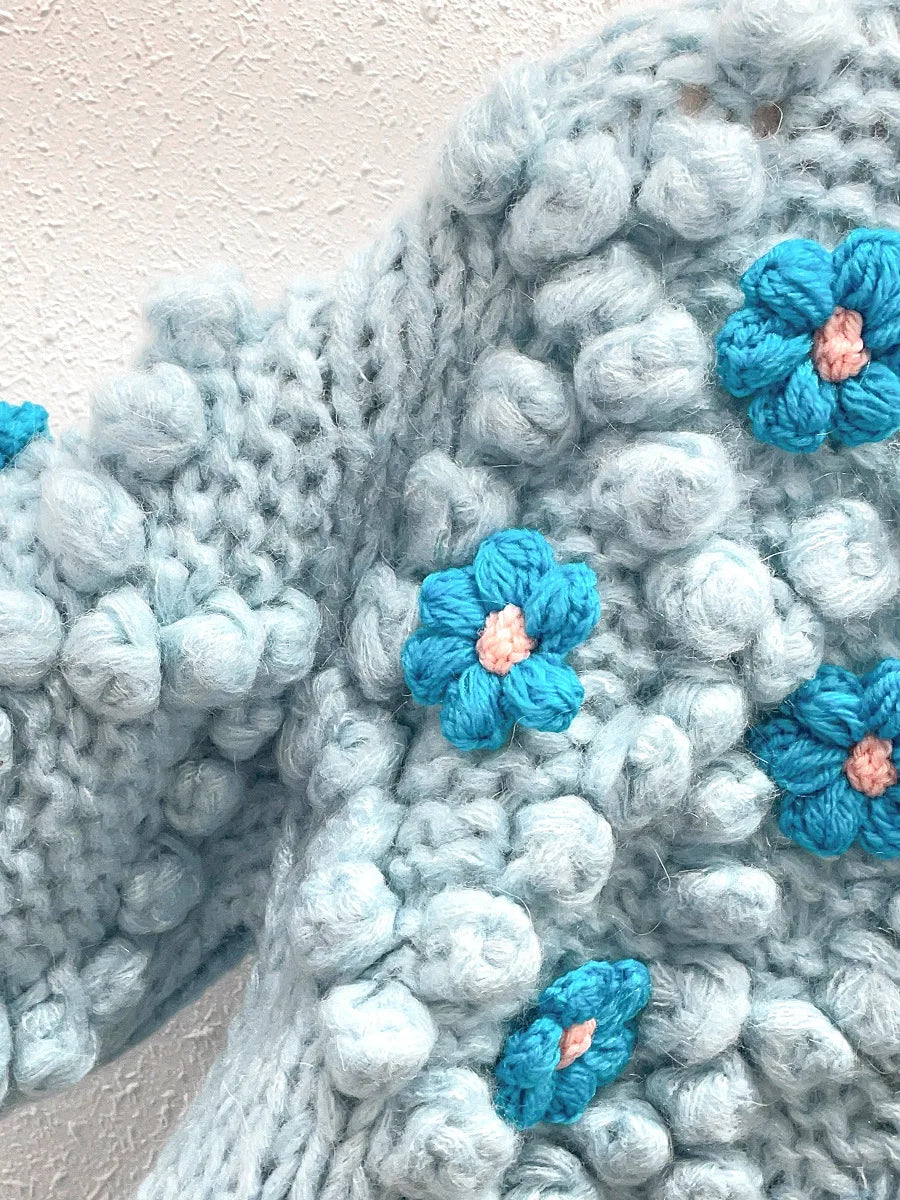 Crochet Flower Mohair Cardigan - Festigal