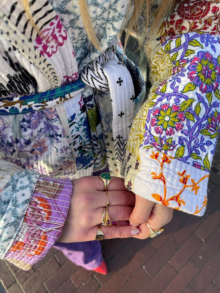 Belted Patchwork Robe Jacket - Festigal