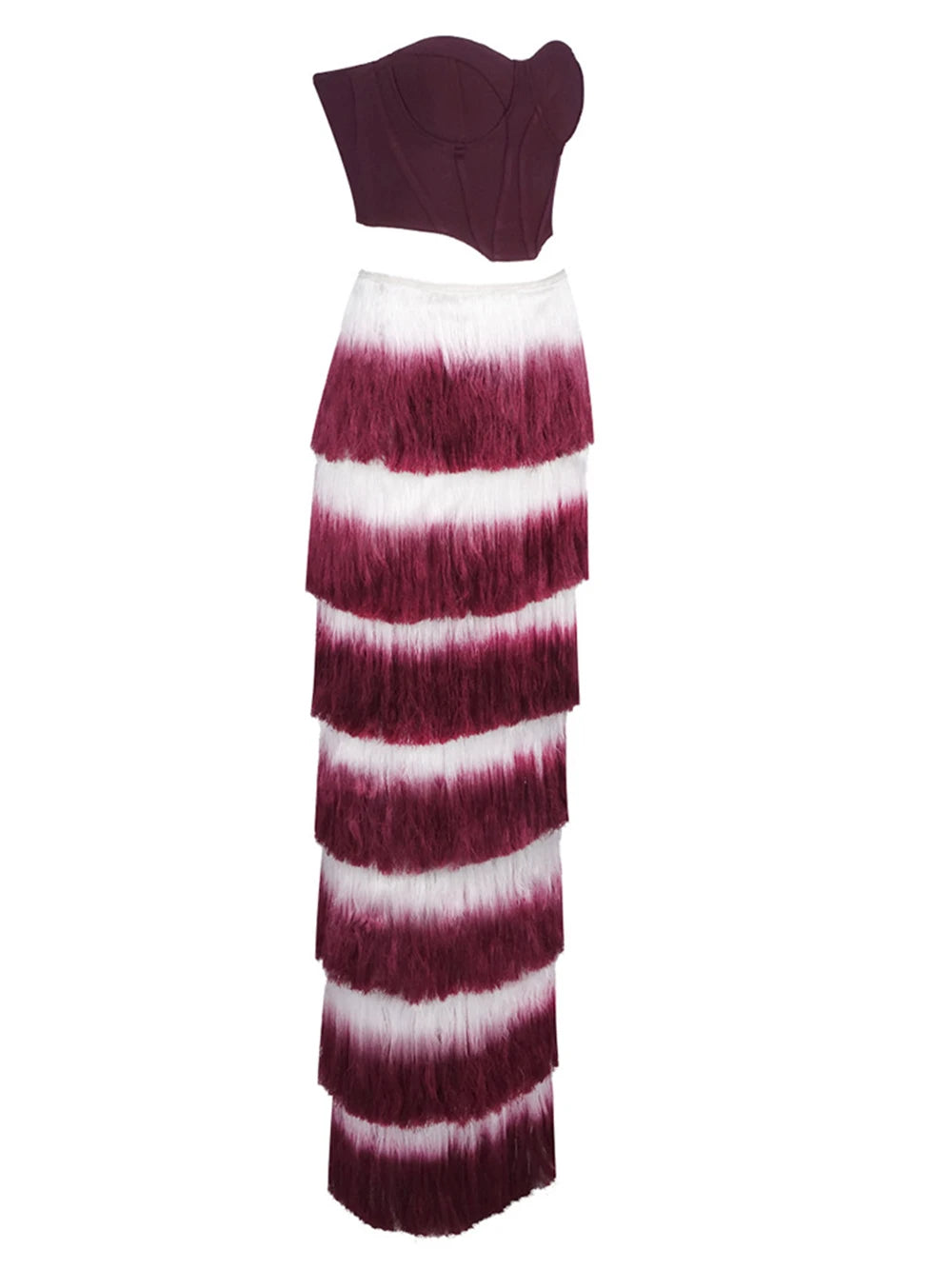 Gradient Top & Tassel Skirt Set - Festigal