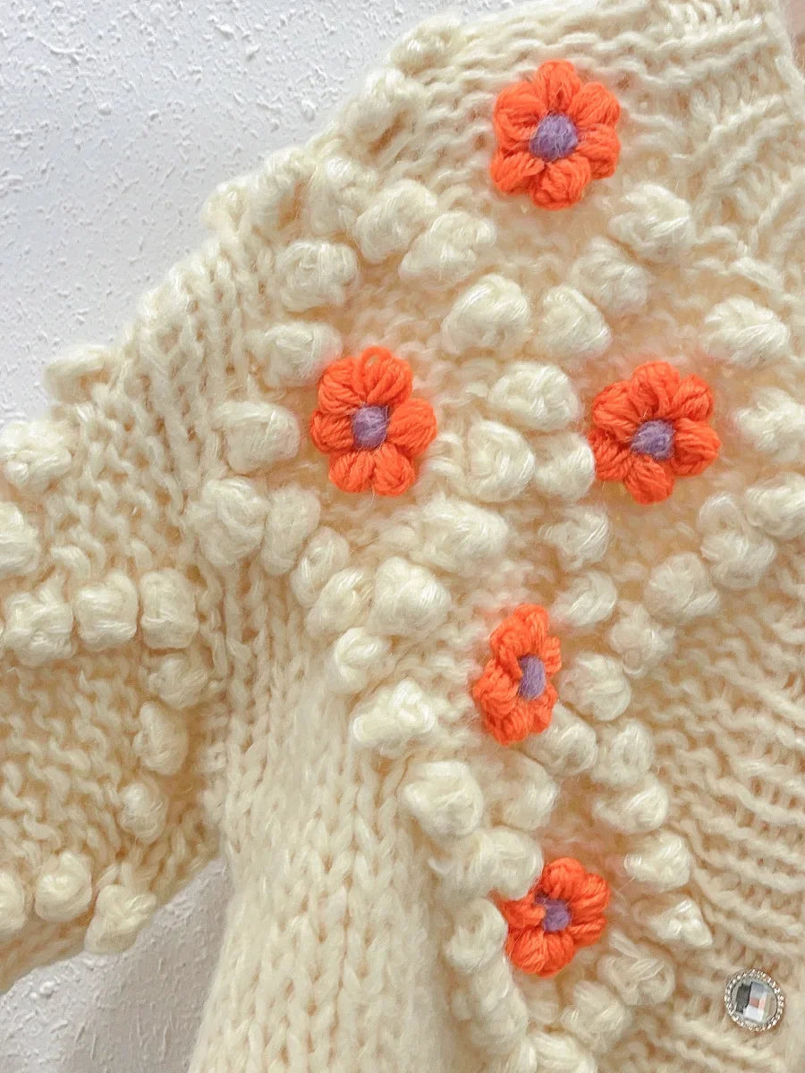 Crochet Flower Mohair Cardigan