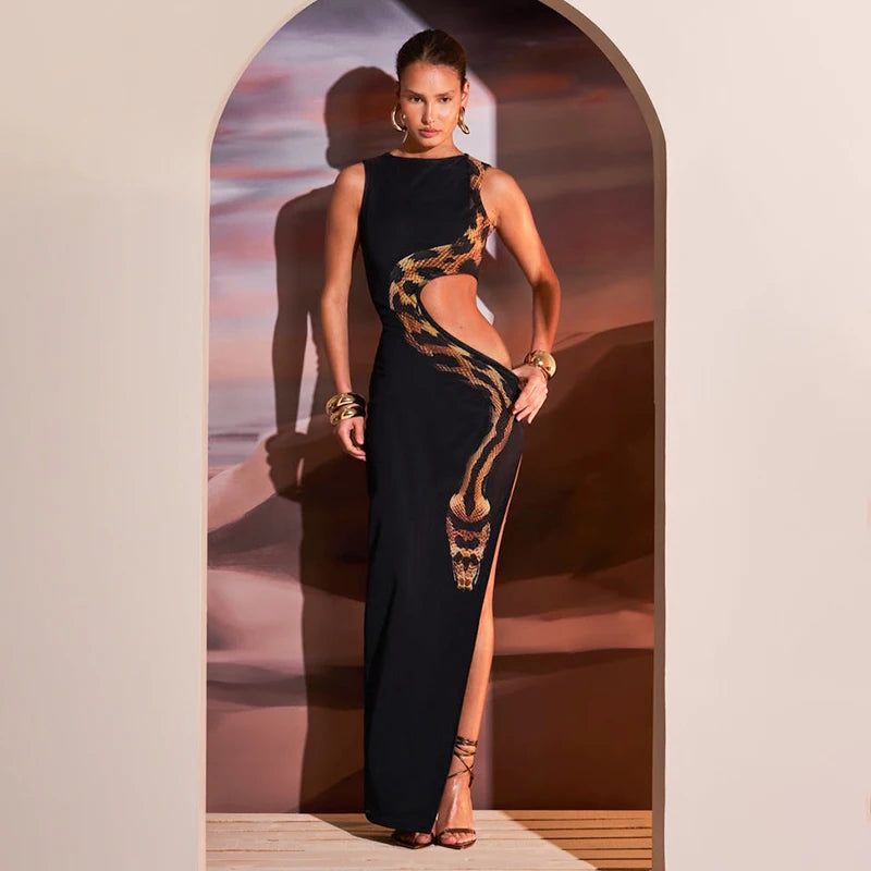Snake Cut Out Maxi Dress - Festigal