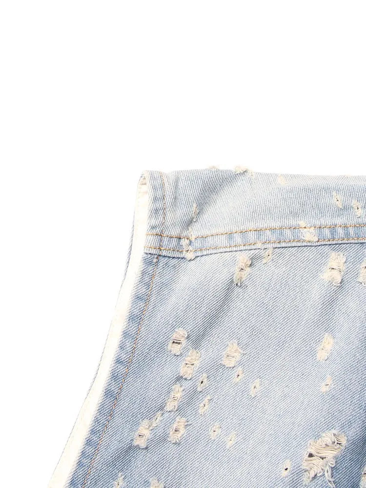 Distressed Denim A-Line Dress - Festigal