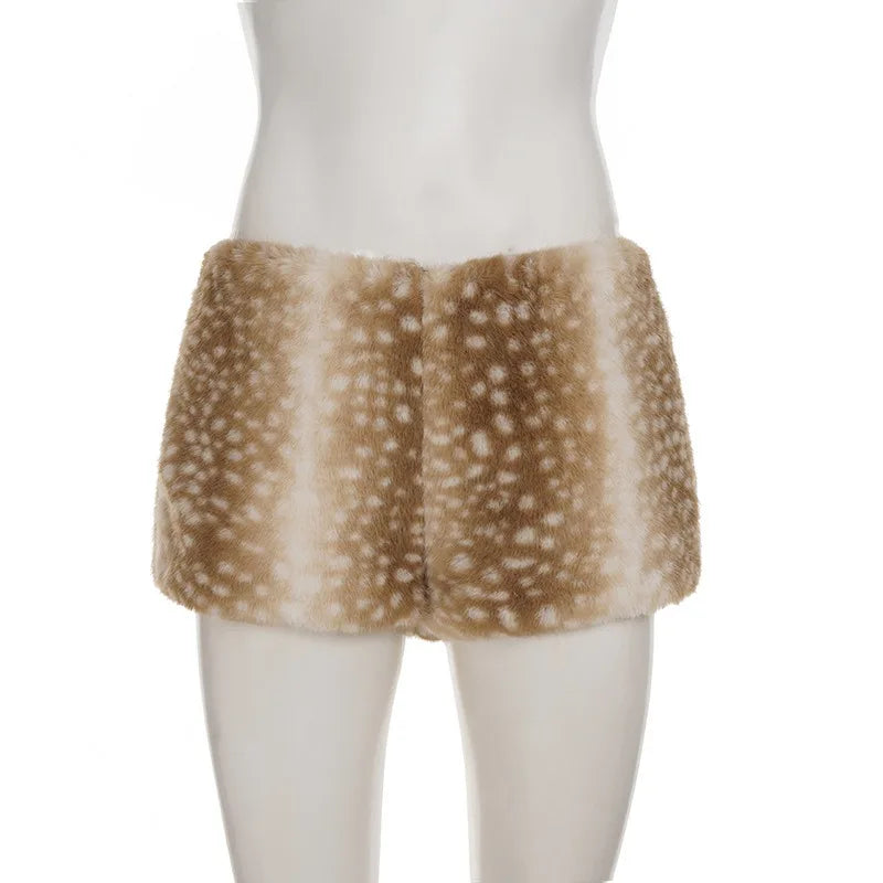Deer Faux Fur Shorts