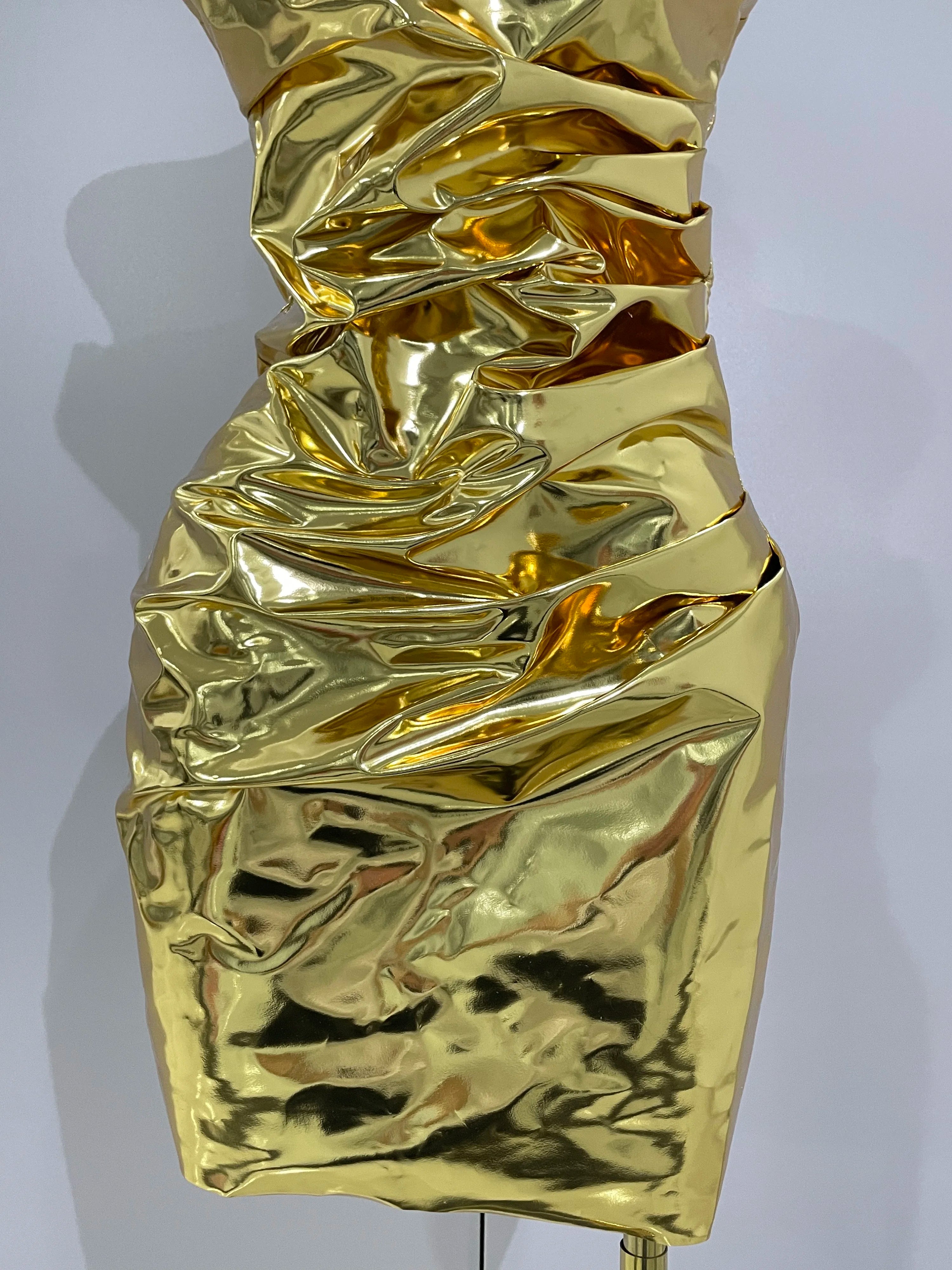 Gold Sequin Ruched Strapless Dress - Festigal