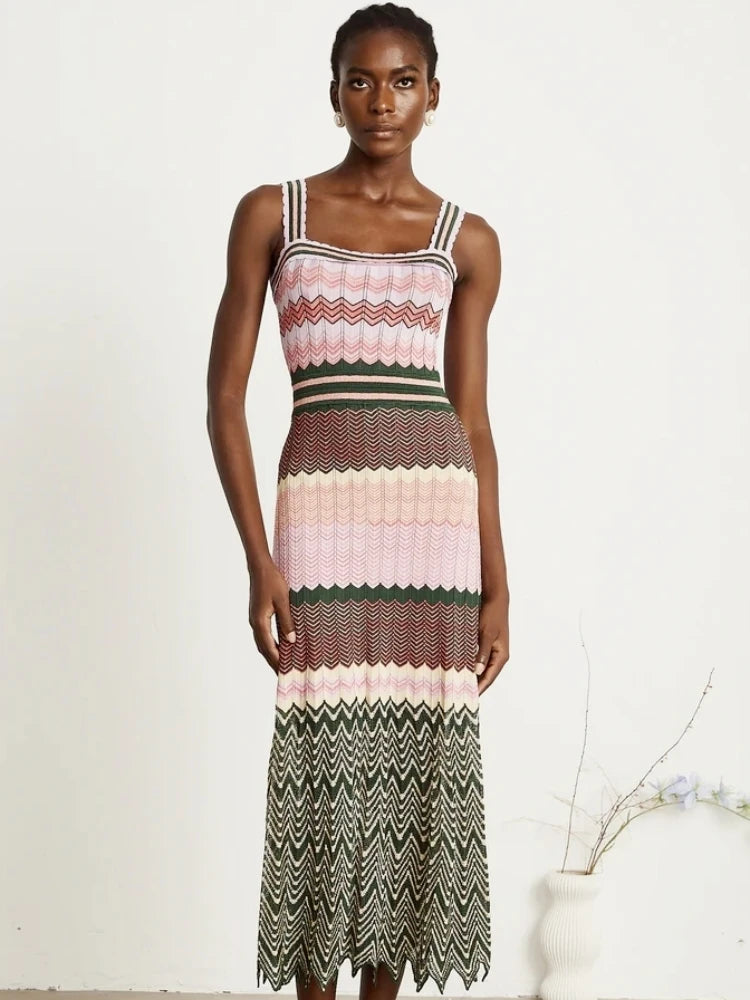 Aztec Knitted Maxi Dress - Festigal