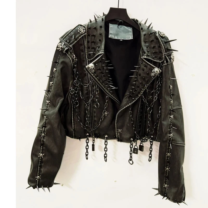 Faux Leather Spiked Jacket - Festigal