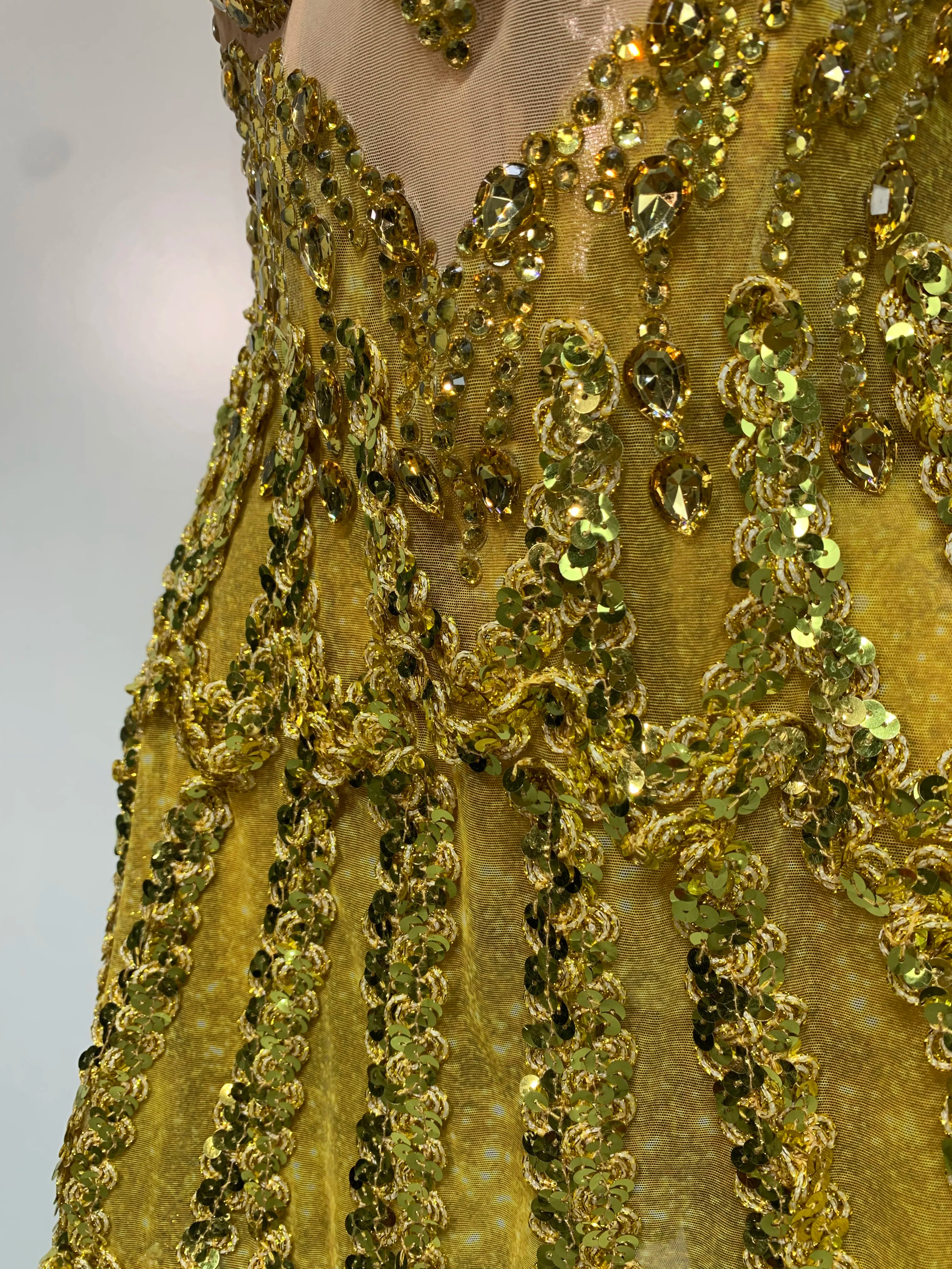 Gold Sweetheart Sequin A-Line Dress