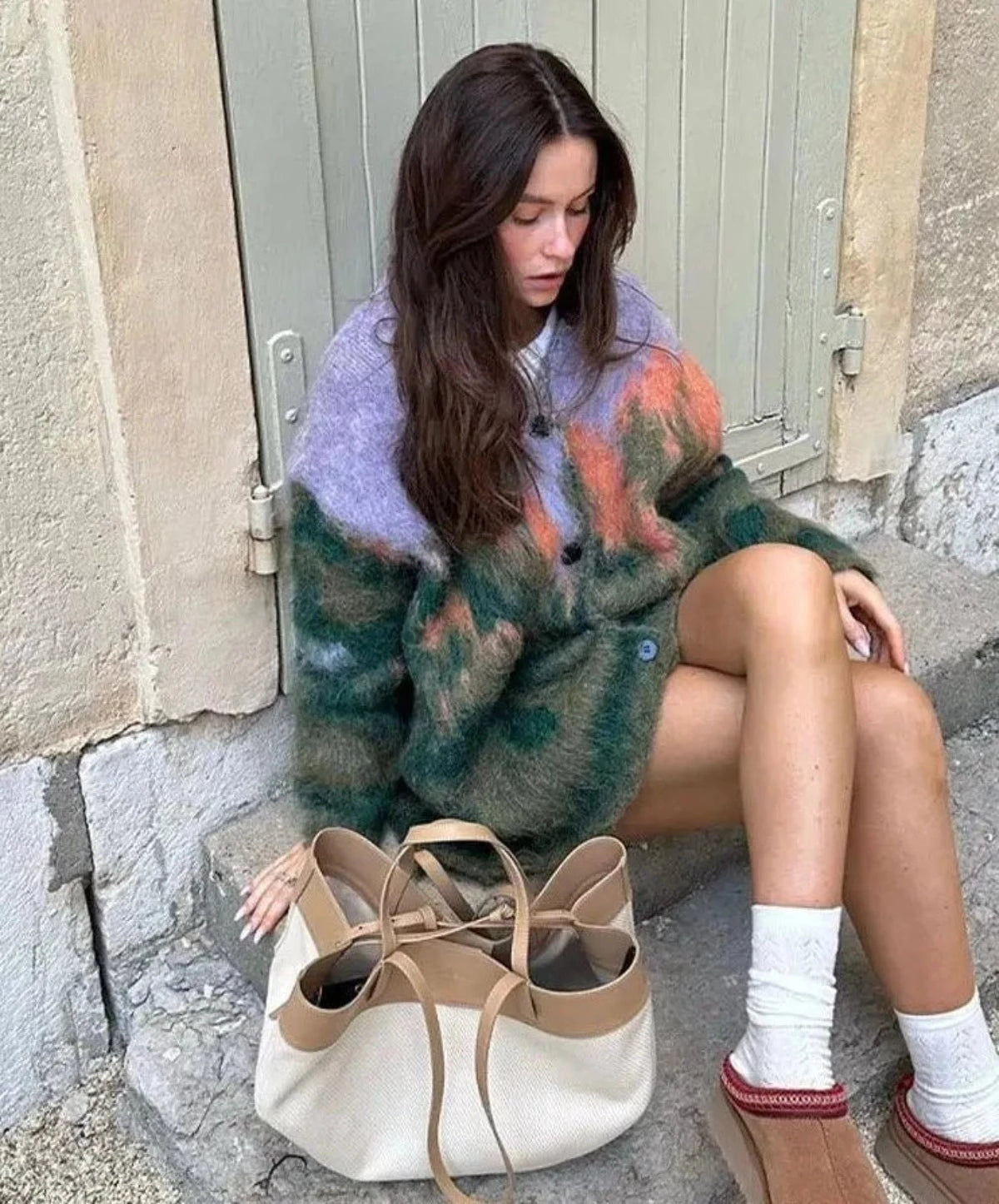 Landscape Abstract Fluffy Cardigan - Festigal