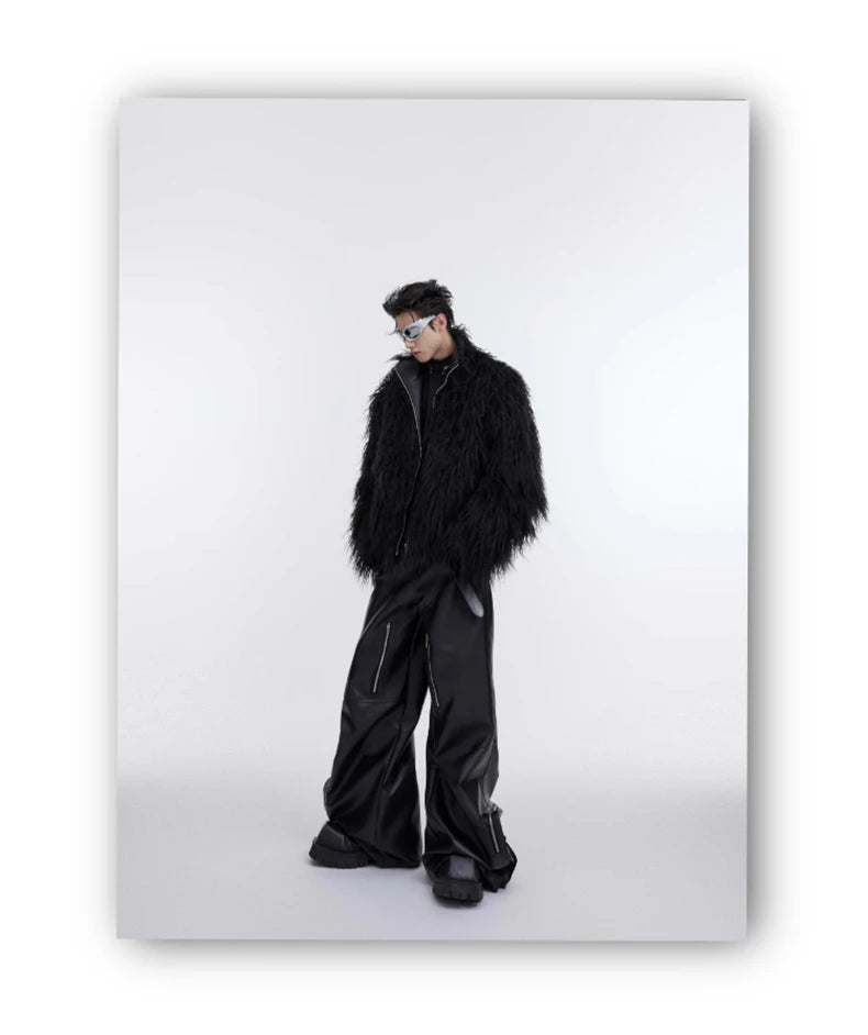 Men's Shaggy Faux Fur Jacket - Festigal