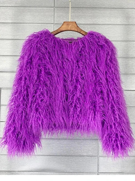 Shaggy Faux Fur Jacket Coat - Festigal