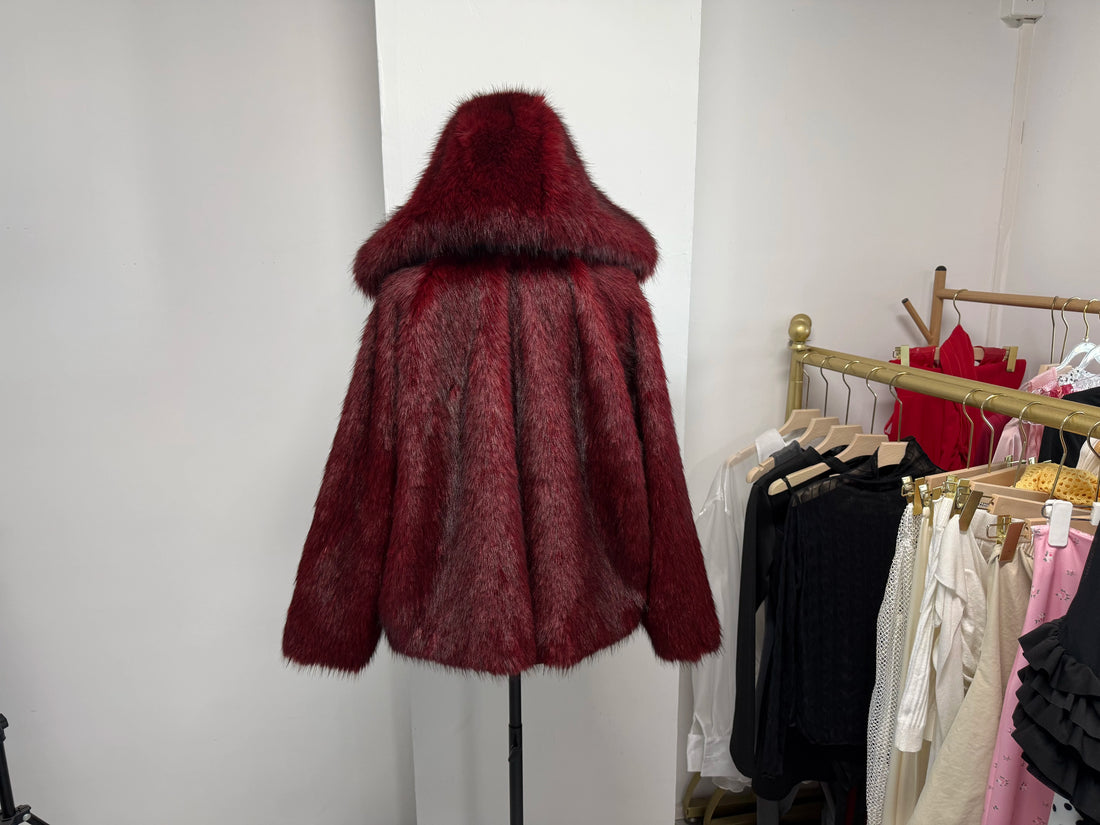 Cropped Faux Fur Bomber Jacket