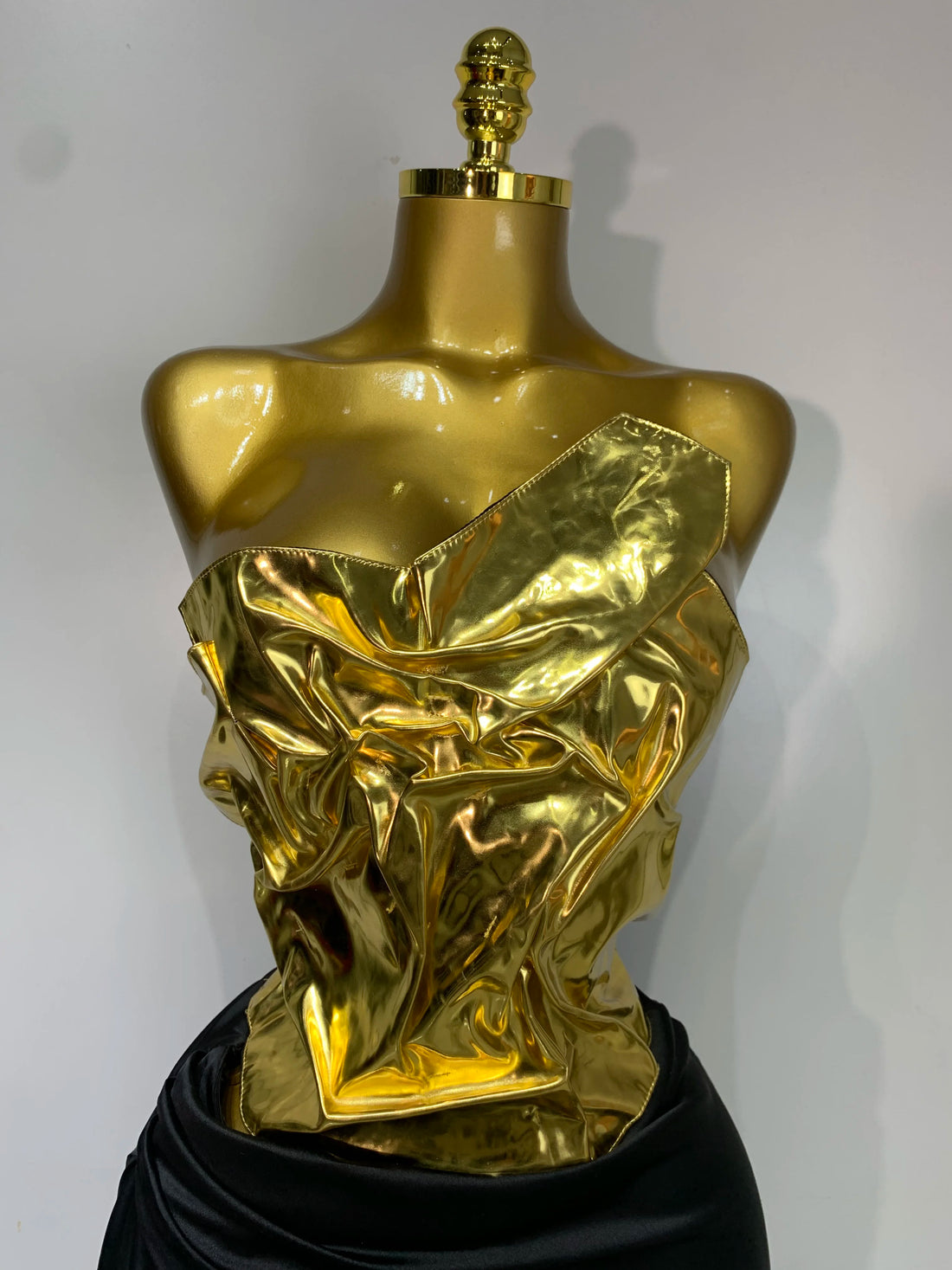 Liquid Gold & Black Satin Maxi Dress