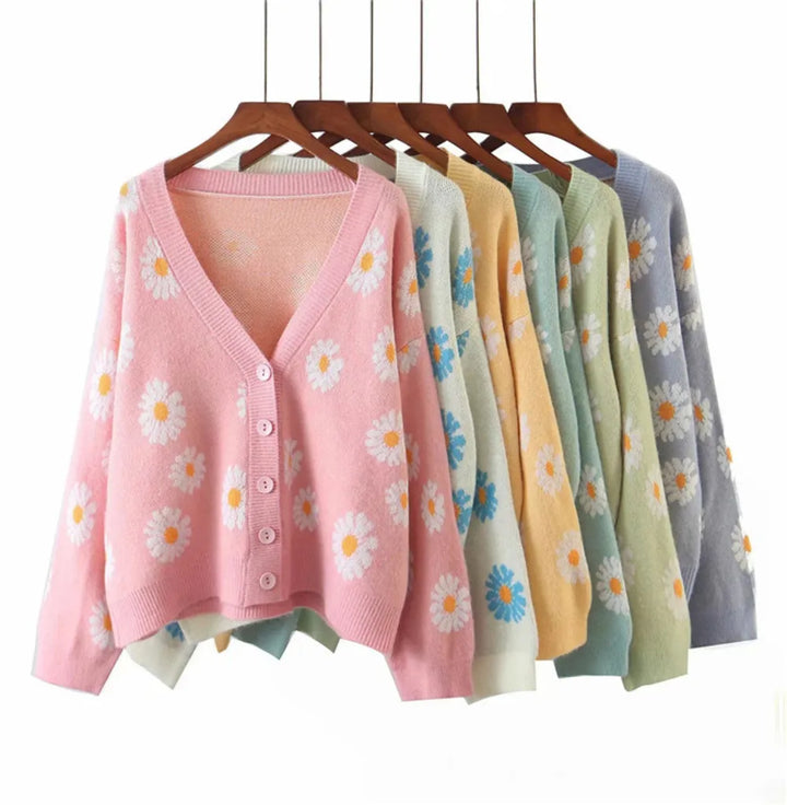 Little Daisy V-Neck Oversize Cardigan - Festigal