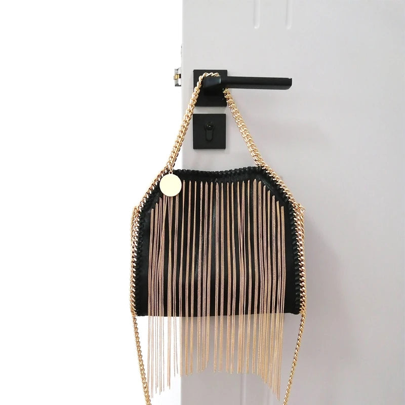 Faux Leather Tassel Bag - Festigal