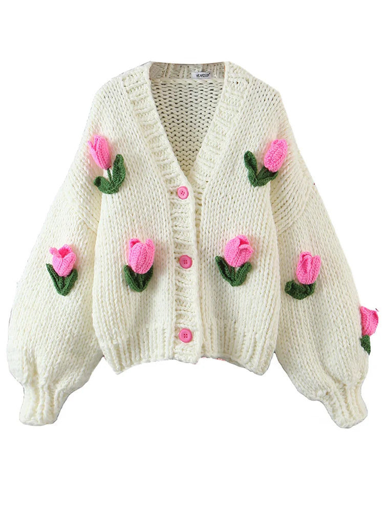3D Tulip Knitted Cardigan - Festigal