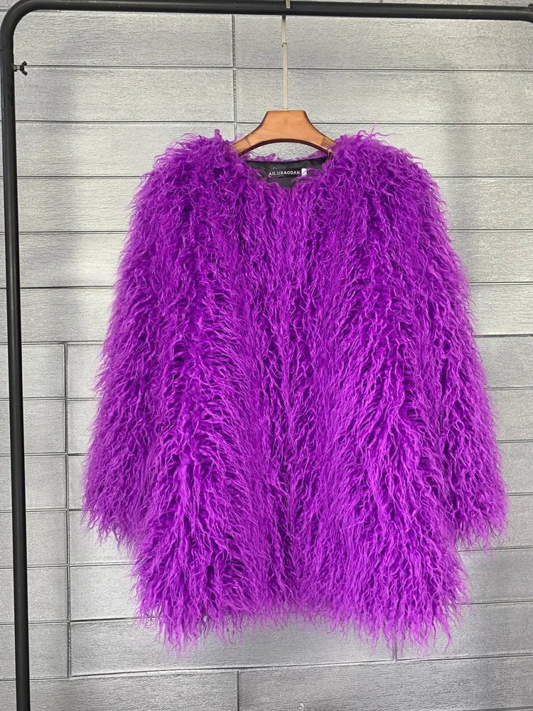 Faux Mongolian Fur Jacket - Festigal
