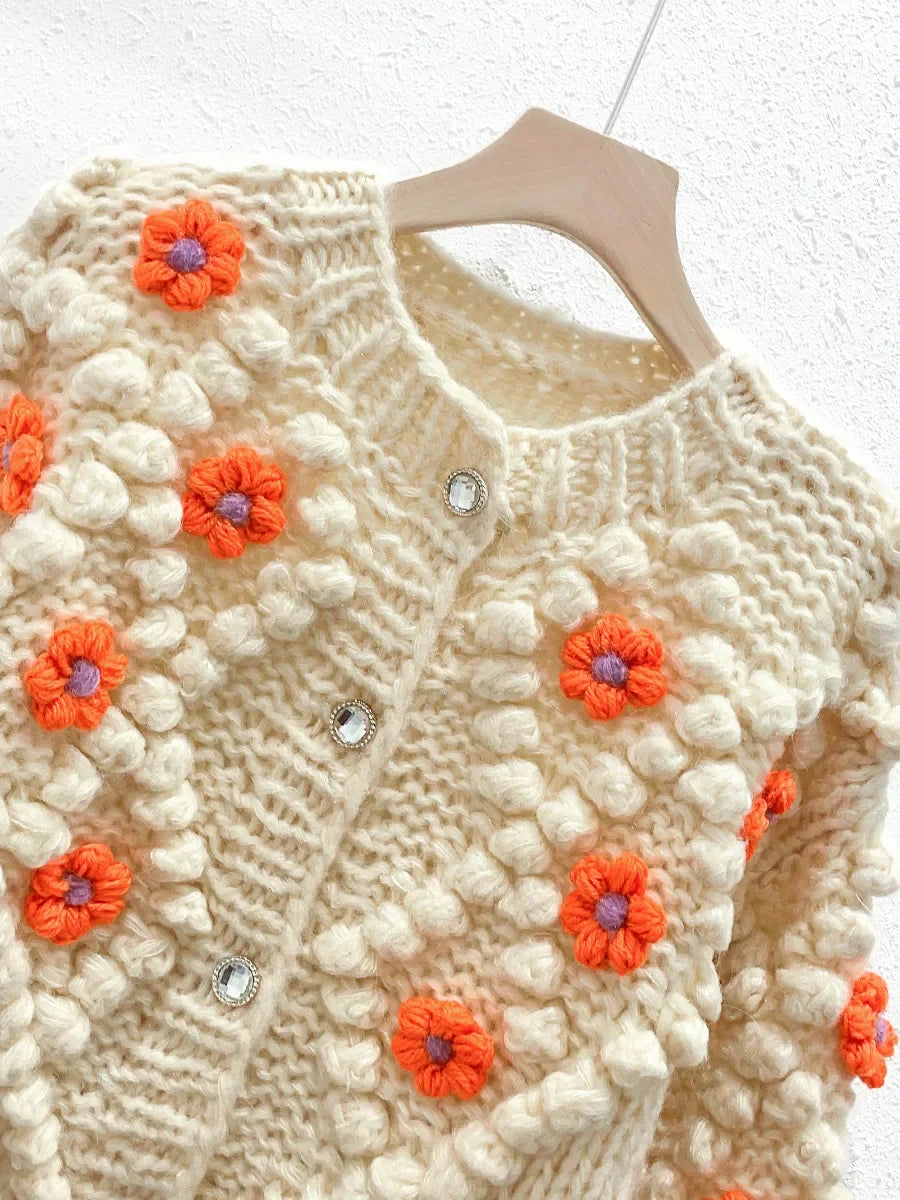 Crochet Flower Mohair Cardigan - Festigal