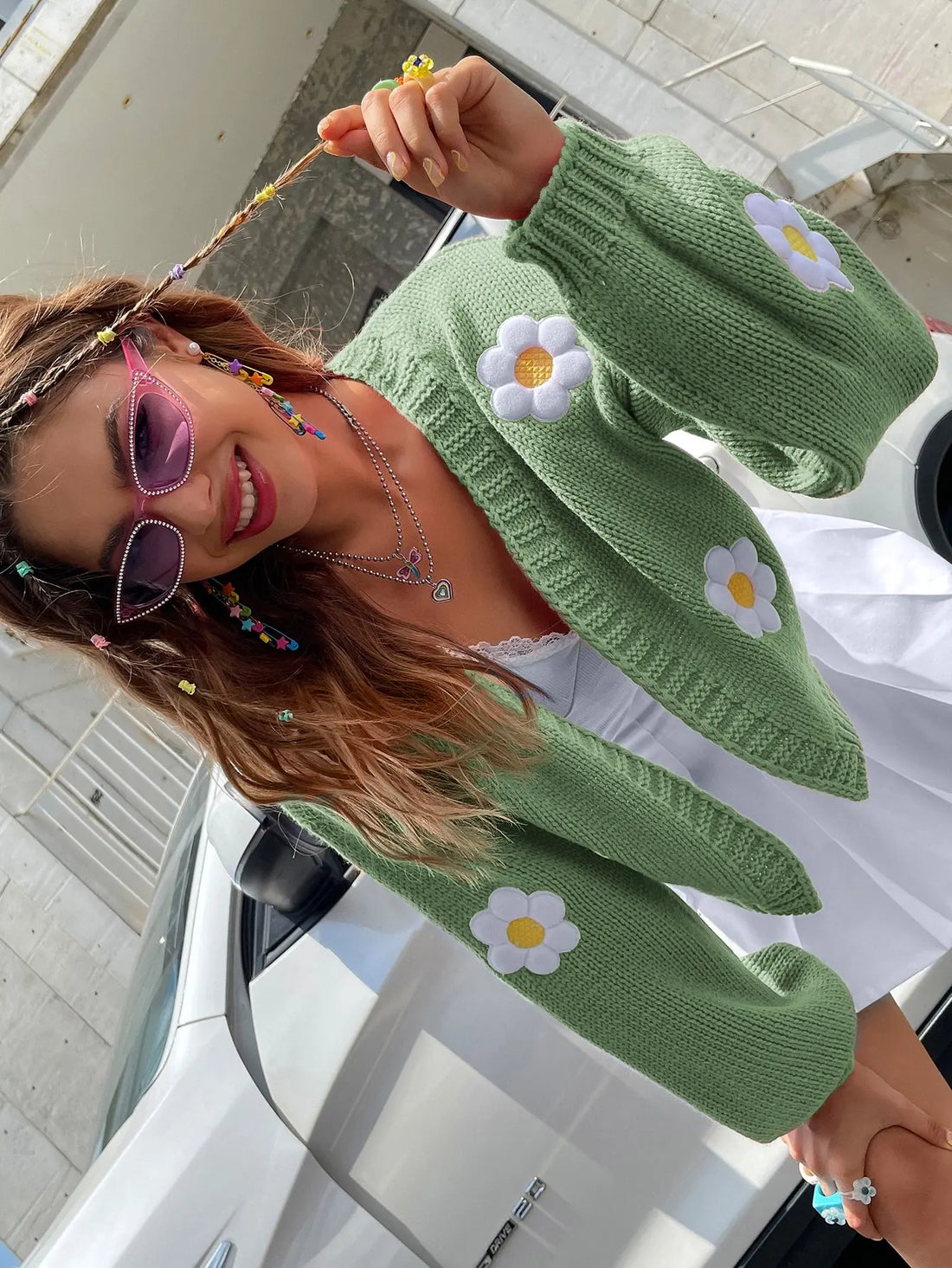 She Loves Me Daisy Flower Cardigan - Festigal