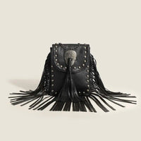 Skull Rivet Tassel Crossbody Bag