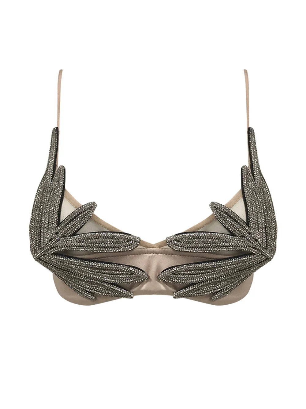 Leaf Rhinestone Bra - Festigal