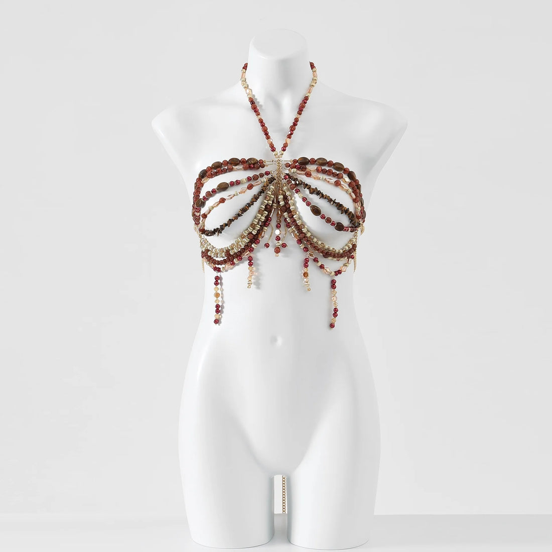 Beaded Tassel Chain Halter Neck Top