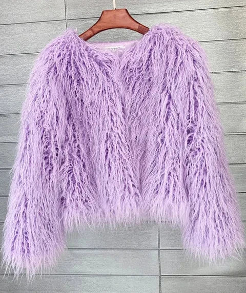 Shaggy Faux Fur Jacket Coat - Festigal