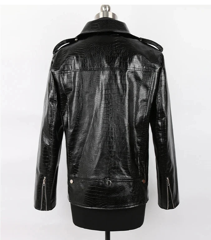 Men's Faux Crocodile Leather Jacket