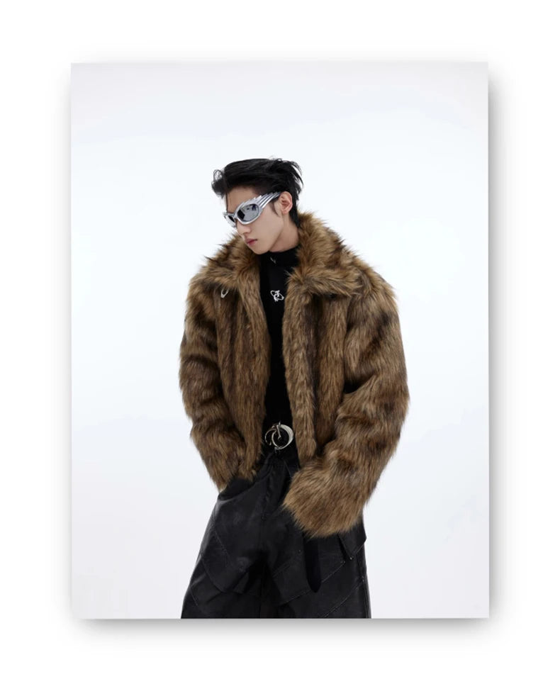 Unisex Brown Faux Fur Coat