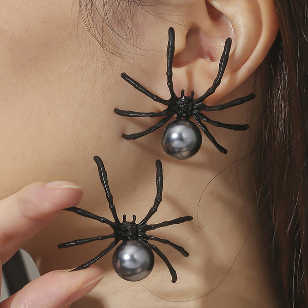 Halloween Black Spider Ear Studs - Festigal
