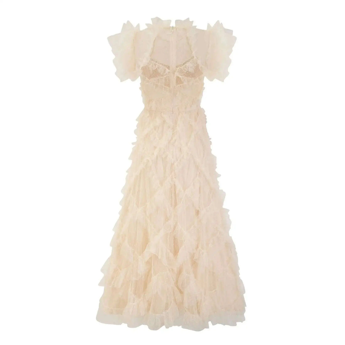 Floral Ruffled Embroidered Maxi Dress