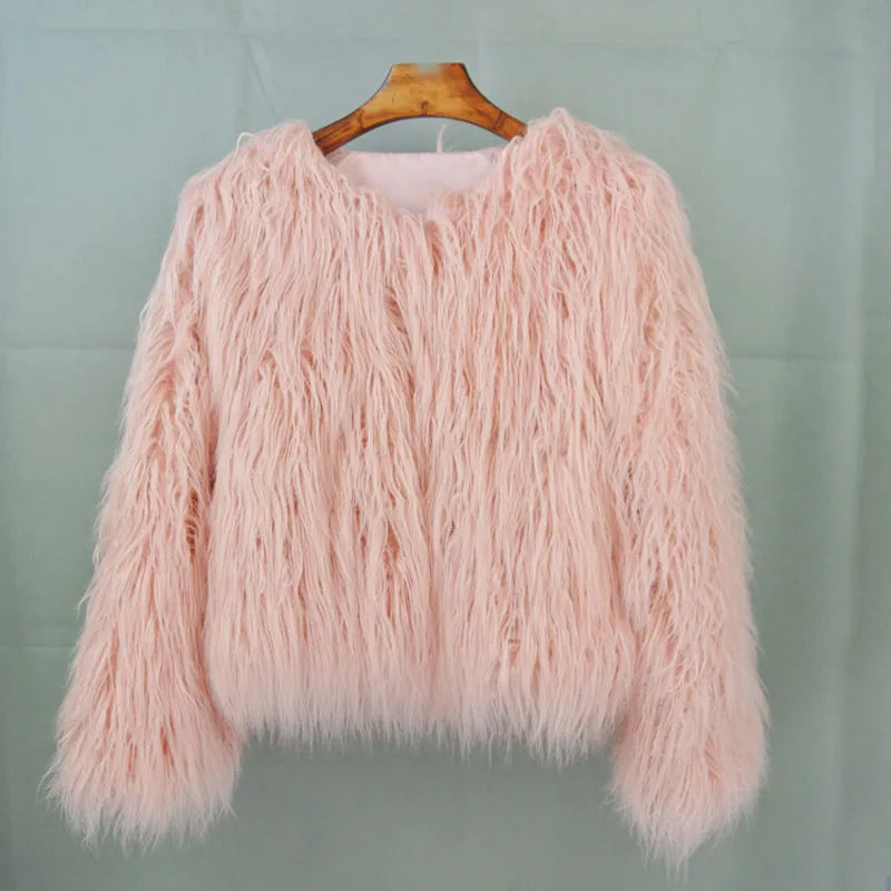Shaggy Faux Fur Jacket Coat - Festigal
