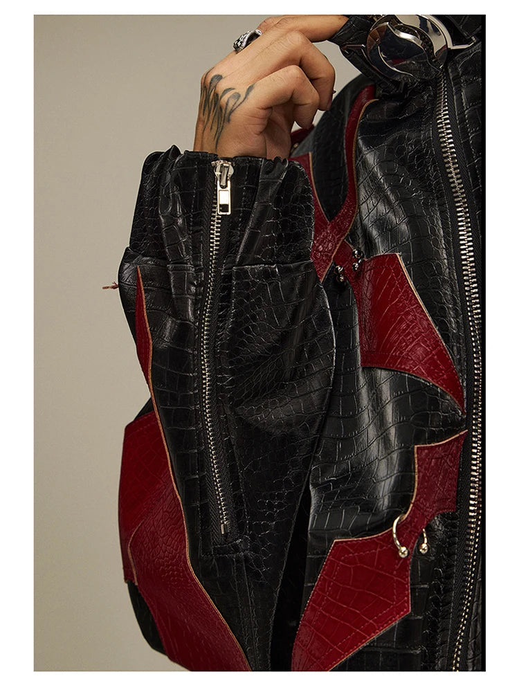 Mens Crocodile Faux Leather Jacket