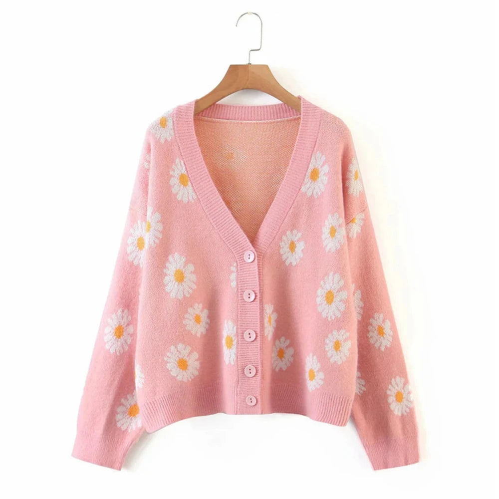 Little Daisy V-Neck Oversize Cardigan - Festigal