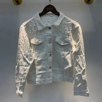 Pearl Embellished Denim Jacket - Festigal
