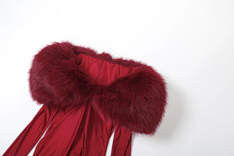 Fur Cut Out Wet Look Bodysuit