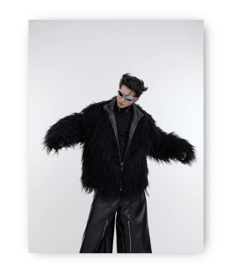 Men's Shaggy Faux Fur Jacket - Festigal