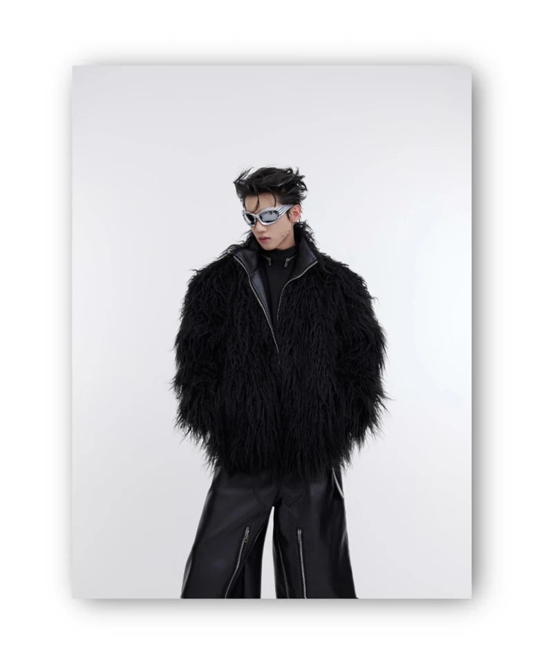 Men's Shaggy Faux Fur Jacket - Festigal
