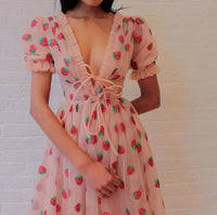 Strawberry Mesh Summer Dress - Festigal