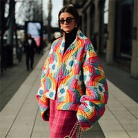 Rainbow & Flower Padded Jacket