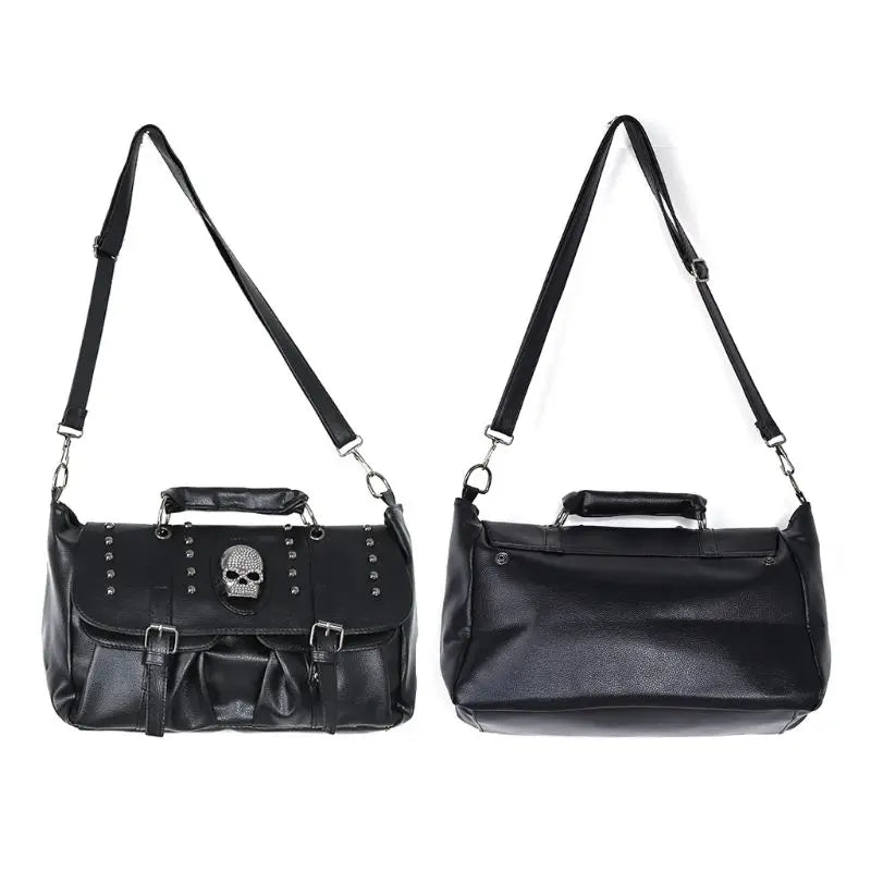 Faux Leather Skull Crossbody Bag - Festigal