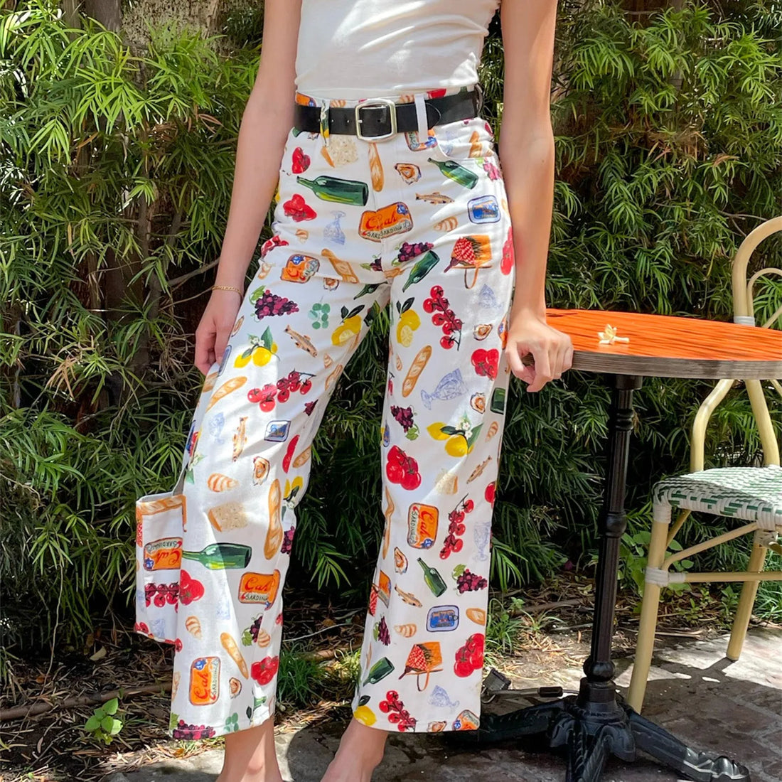 Food Print Straight Leg Trousers - Festigal