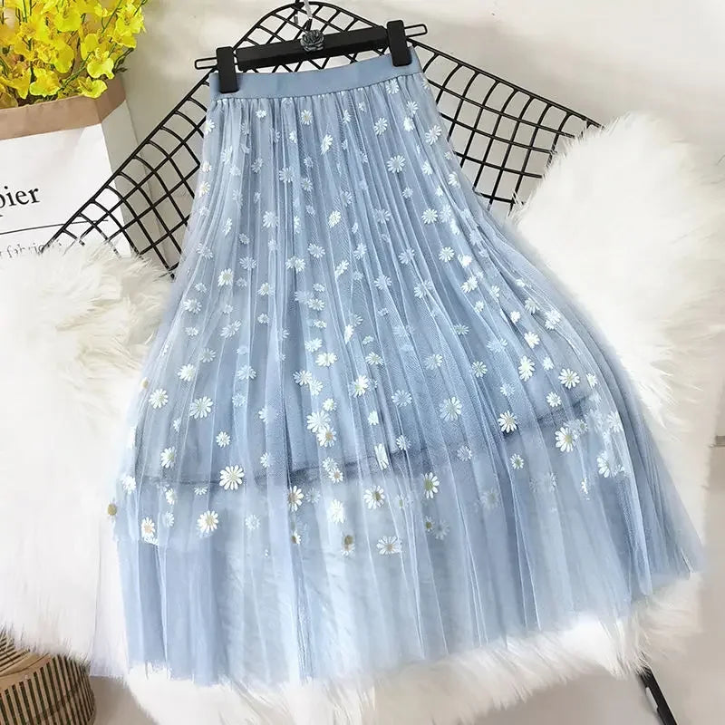 Daisy Mesh Midi Skirt - Festigal