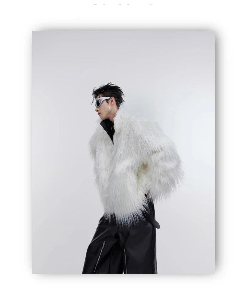 Men's Shaggy Faux Fur Jacket - Festigal