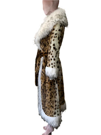 Long Faux Fur Leopard Print Coat