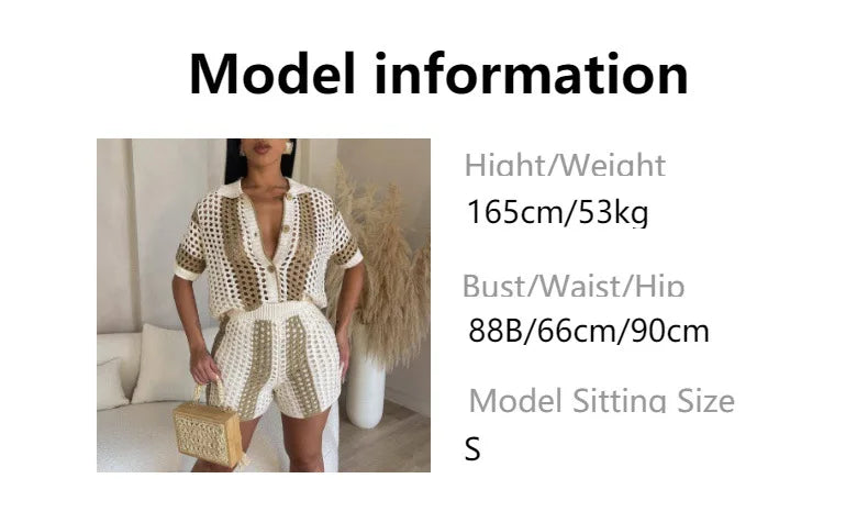 Striped Hollow Out Two-Piece Set - Festigal