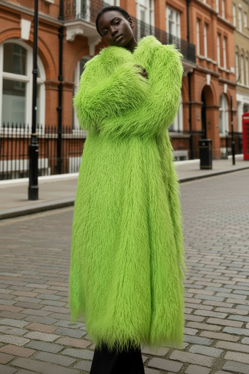 Shaggy Long Waist Tie Coat