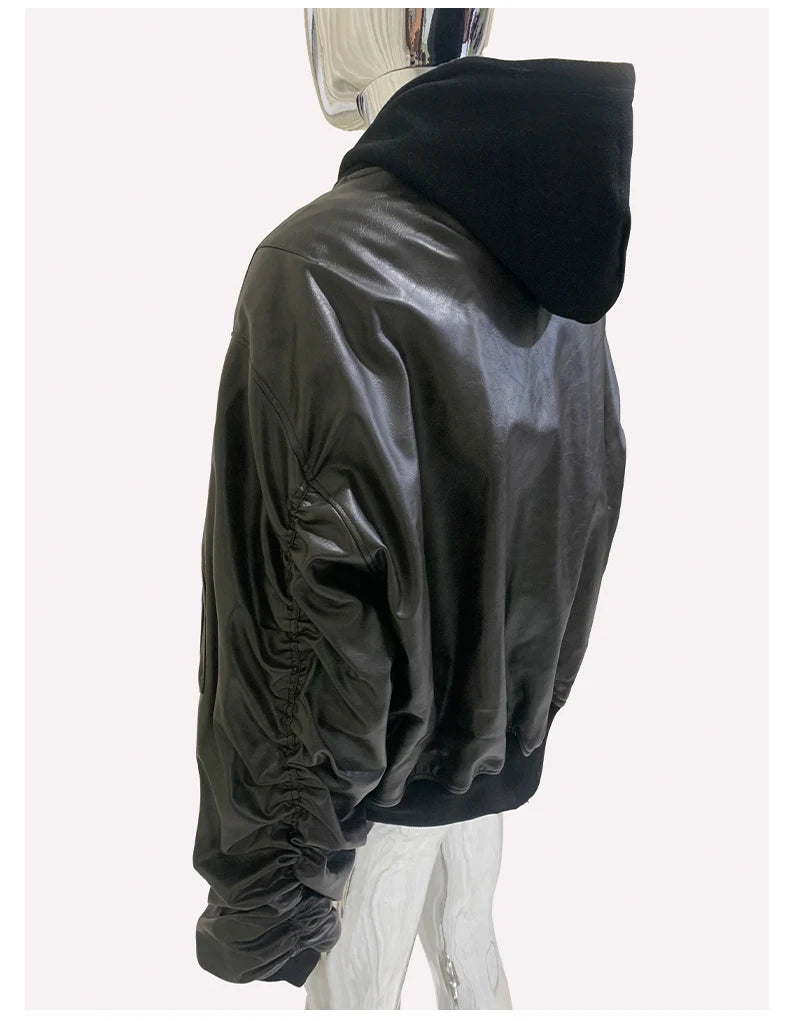 Men's Suede Hoodie Bomber Jacket - Festigal